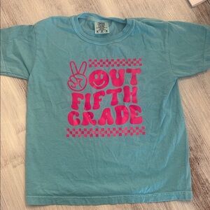 Comfort Colors Blue and Pink Kids Tee Peace out 5th grade